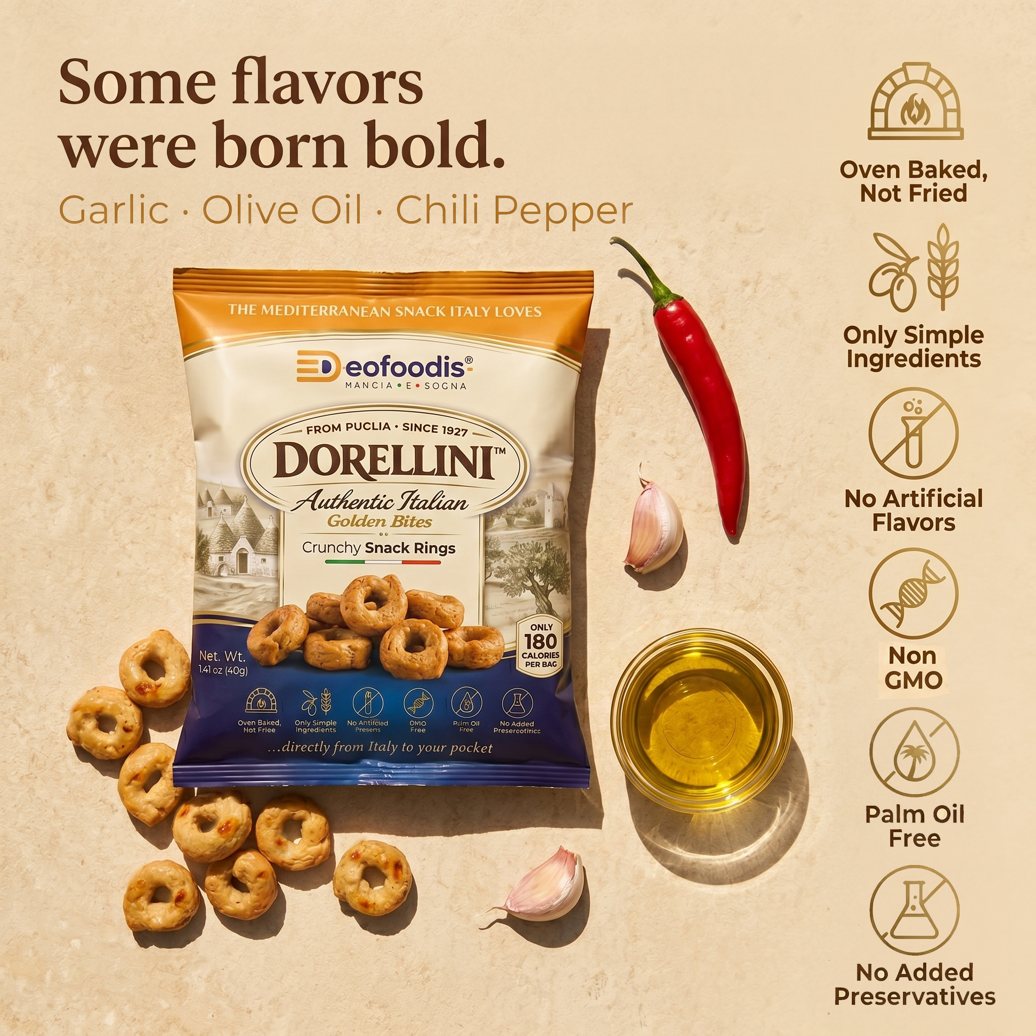 Dorellini Italian Tarallini – Sweet Cocoa | 36 Snack Bags